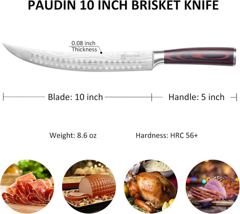 PAUDIN UNIVERSAL CLASSIC 10″ Butcher Knife,For Poultry Beef Pork Meat, Ergonomic Handle Design - Paudin Store