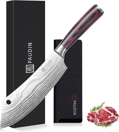 PAUDIN Meat Cutting 8″ Butcher Knife for Bone & Meat Cutting, High Carbon Stainless Steel - Paudin Store